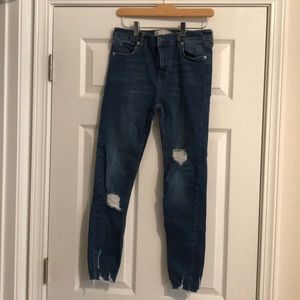 Free People Frayed Ankle Length Denim